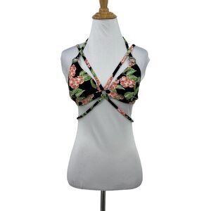 Adore Me Bikini Top Womens M Medium Removable Pads Strappy Floral Swmwear Top
